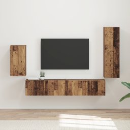 vidaXL Tv-meubelset 4 st Oudhout Bewerkt hout