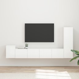 vidaXL Tv-meubelset 3 st Hoogglans wit Bewerkt hout