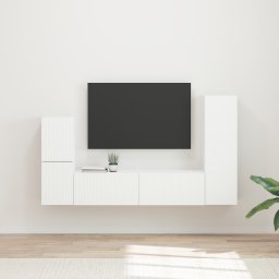 vidaXL Tv-meubelset 4 st Wit Bewerkt hout