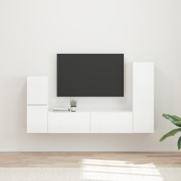 vidaXL Tv-meubelset 4 st Hoogglans wit Bewerkt hout