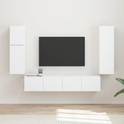 vidaXL Tv-meubelset 4 st Wit Bewerkt hout