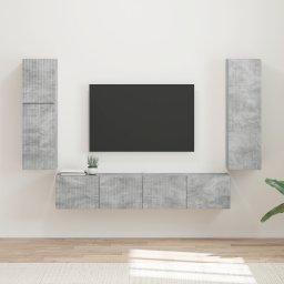 vidaXL Tv-meubelset 4 st Beton Grijs Bewerkt hout