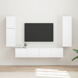 vidaXL Tv-meubelset 4 st Hoogglans wit Bewerkt hout