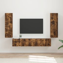 vidaXL Tv-meubelset 4 st Gerookt eiken Bewerkt hout