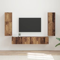 vidaXL Tv-meubelset 4 st Oudhout Bewerkt hout