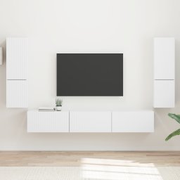 vidaXL Tv-meubelset 4 st Wit Bewerkt hout