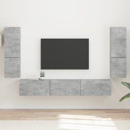 vidaXL Tv-meubelset 4 st Beton Grijs Bewerkt hout