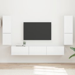 vidaXL Tv-meubelset 4 st Hoogglans wit Bewerkt hout