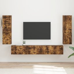 vidaXL Tv-meubelset 4 st Gerookt eiken Bewerkt hout