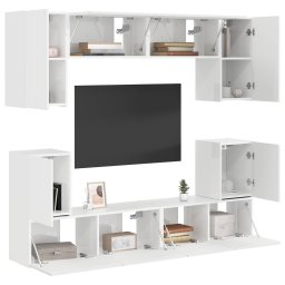 vidaXL Tv-meubelset 5 st Hoogglans wit Bewerkt hout