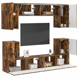 vidaXL Tv-meubelset 5 st Gerookt eiken Bewerkt hout