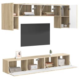 vidaXL Tv-meubelset 4 st Sonoma Eiken Bewerkt hout