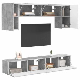 vidaXL Tv-meubelset 4 st Beton Grijs Bewerkt hout