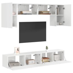 vidaXL Tv-meubelset 4 st Hoogglans wit Bewerkt hout
