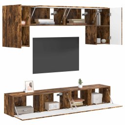 vidaXL Tv-meubelset 4 st Gerookt eiken Bewerkt hout