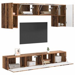 vidaXL Tv-meubelset 4 st Oudhout Bewerkt hout