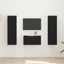 vidaXL Tv-meubelset 5 st Zwart Bewerkt hout