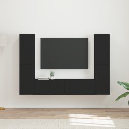 vidaXL Tv-meubelset 6 st Zwart Bewerkt hout