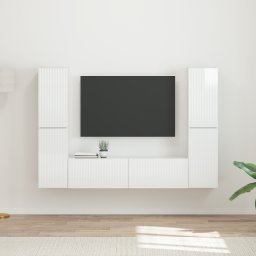 vidaXL Tv-meubelset 6 st Hoogglans Wit Bewerkt hout