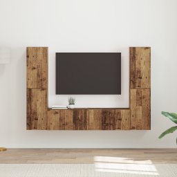 vidaXL Tv-meubelset 6 st Oud hout Bewerkt hout