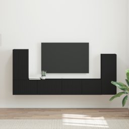 vidaXL Tv-meubelset 4 st Zwart Bewerkt hout