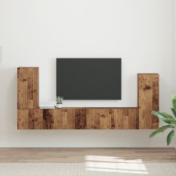 vidaXL Tv-meubelset 4 st Oud Hout Bewerkt hout