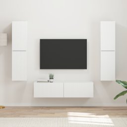vidaXL Tv-meubelset 6 st Wit Bewerkt hout