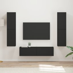 vidaXL Tv-meubelset 6 st Zwart Bewerkt hout