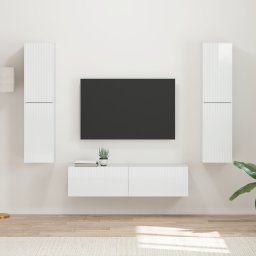 vidaXL Tv-meubelset 6 st Hoogglans wit Bewerkt hout