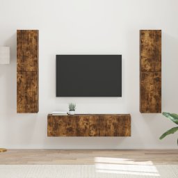 vidaXL Tv-meubelset 6 st Gerookt eiken Bewerkt hout
