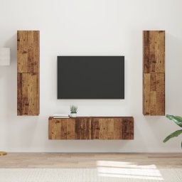 vidaXL Tv-meubelset 6 st Oud Hout Bewerkt hout