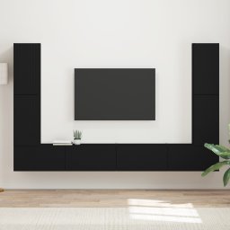 vidaXL Tv-meubelset 8 st Zwart Bewerkt hout