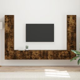 vidaXL Tv-meubelset 8 st Gerookt eiken Bewerkt hout