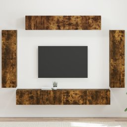 vidaXL TV-kast 8 st Gerookt eiken