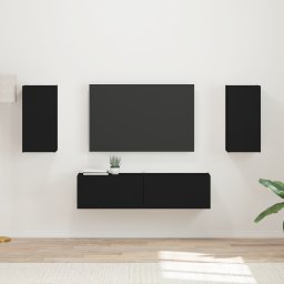 vidaXL Tv-meubelset 4 st Zwart Bewerkt hout