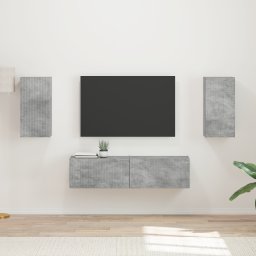 vidaXL Tv-meubelset 4 st Beton Grijs Bewerkt hout