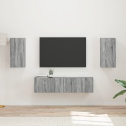vidaXL Tv-meubelset 4 st Grijs Sonoma Bewerkt hout