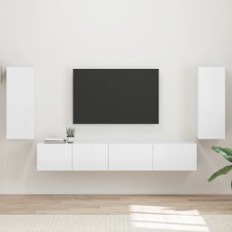 vidaXL Tv-meubelset 4 st Hoogglans wit Bewerkt hout