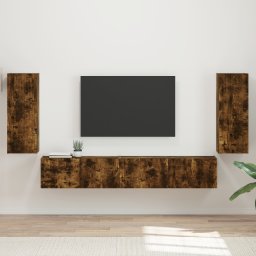 vidaXL Tv-meubelset 4 st Gerookt eiken Bewerkt hout