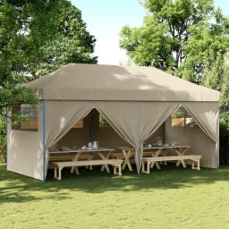 vidaXL Partytent Pop-up 580 x 292 x 315 cm Taupe Oxford Stof