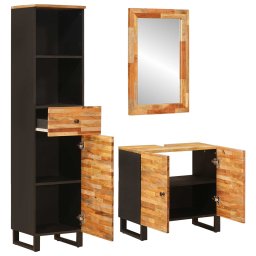 vidaXL Badkamer Sets met lade met plank Naturel Massief Mango Hout