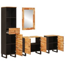 vidaXL Badkamer Sets met lade met plank Naturel Massief Mango Hout