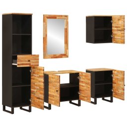 vidaXL Badkamer Sets 5 st Naturel 38 x 33 x 160 cm Massief Mango Hout