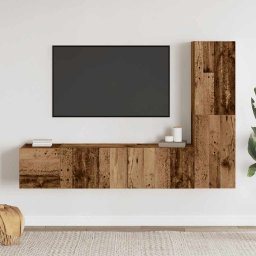 vidaXL Tv-wandkasten 3 st bewerkt hout oud houtkleurig