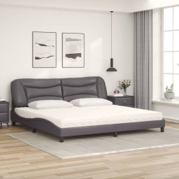 vidaXL Bed met matras "Hvar" kunstleer grijs 200x200 cm