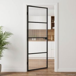 vidaXL Huisdeur 76 x 201,5 x 3,5 cm Aluminium en Gehard Glas