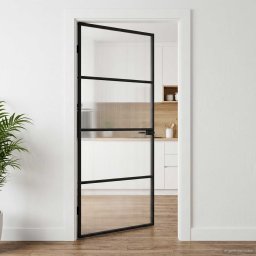 vidaXL Huisdeur 93 x 201,5 x 3,5 cm Aluminium en Gehard Glas