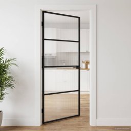vidaXL Huisdeur 102 x 201,5 x 3,5 cm Aluminium en Gehard Glas