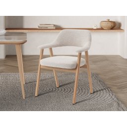 Stoel RAZMOK massieve lichte eik/beige stof