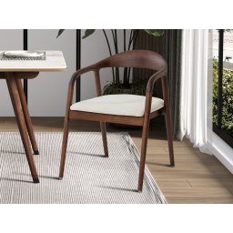 Stoel GAMBAS massief essenhout walnoot/beige stof